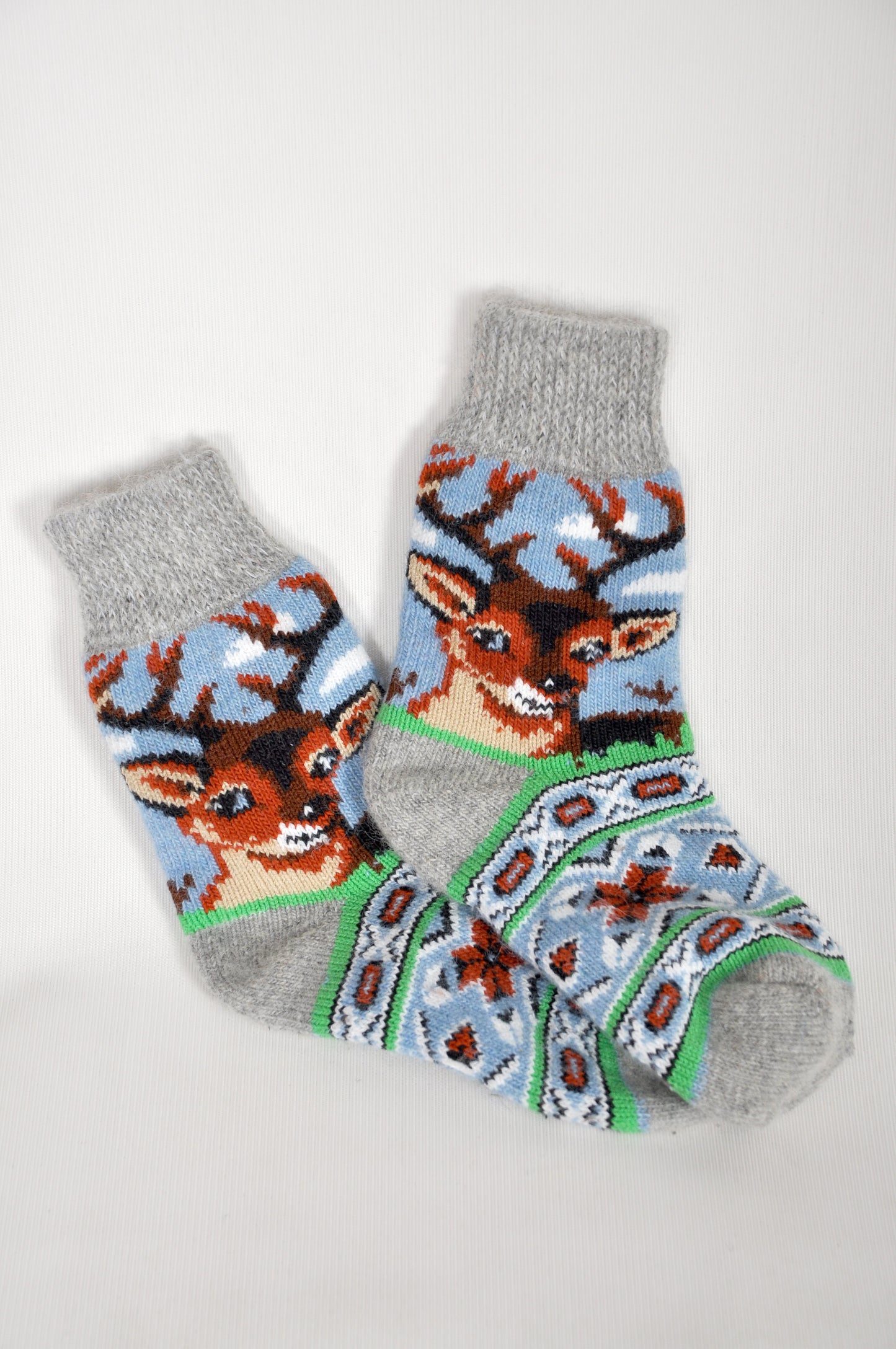 Women’s Wool Socks – Sky Reindeer| UK 3.5–7