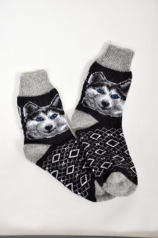 Men’s Wool Socks – Black Husky | UK 6.5–10.5