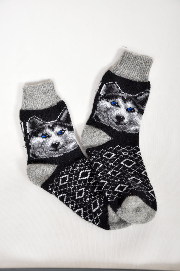 Men’s Wool Socks – Black Husky | UK 6.5–10.5