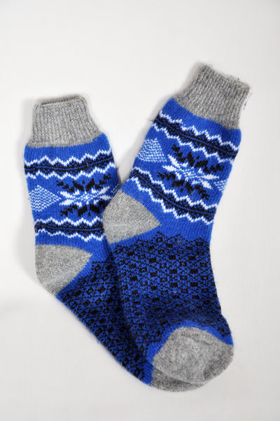 Men’s Wool Socks – Blue & Black Star | UK 6.5–10.5